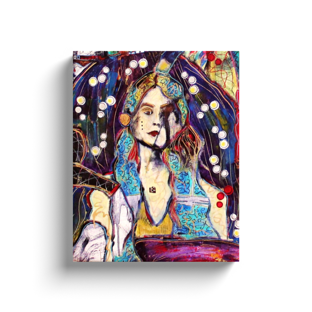 Blue Haired Girl | Wrapped Canvas