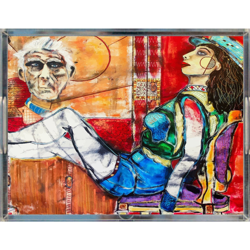 8.5 x 11 inch acrylic tray featuring original art, Take a Look at My Life, by Penelope Przekop.