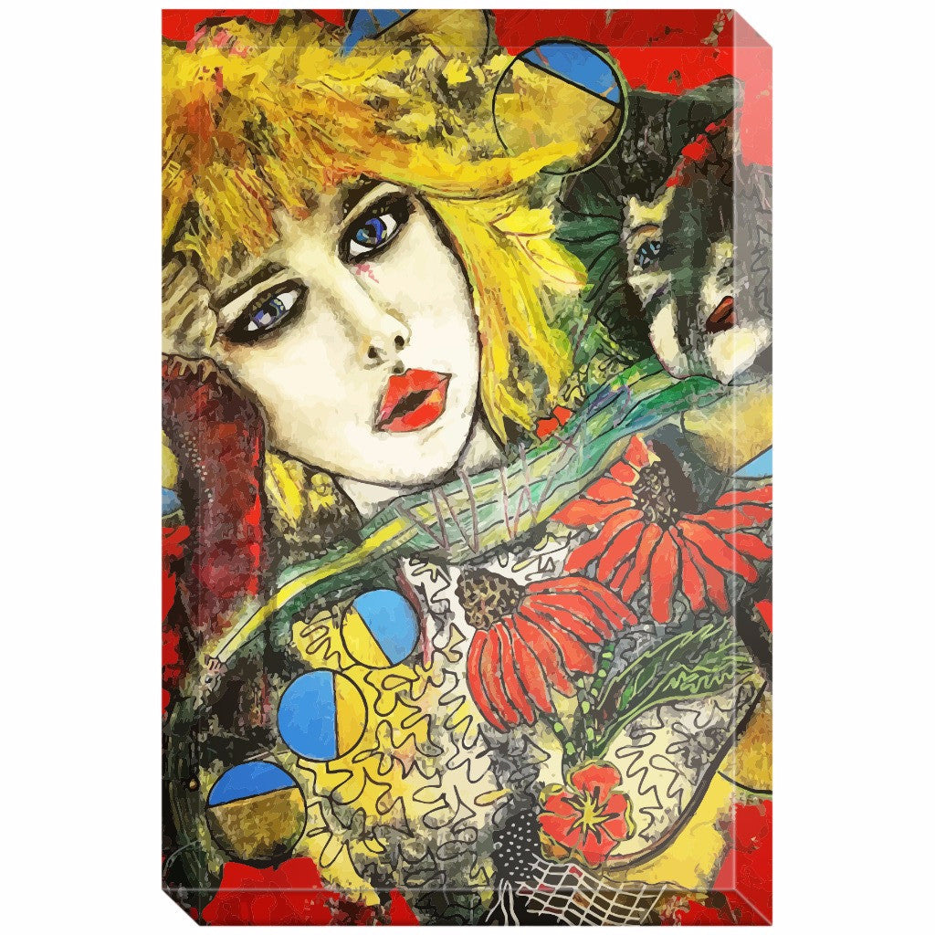 Acylic block featuring original art by Penelop Przekop, My Mother My Self
